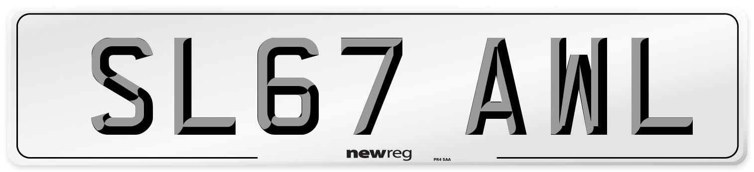 SL67 AWL Number Plate from New Reg
